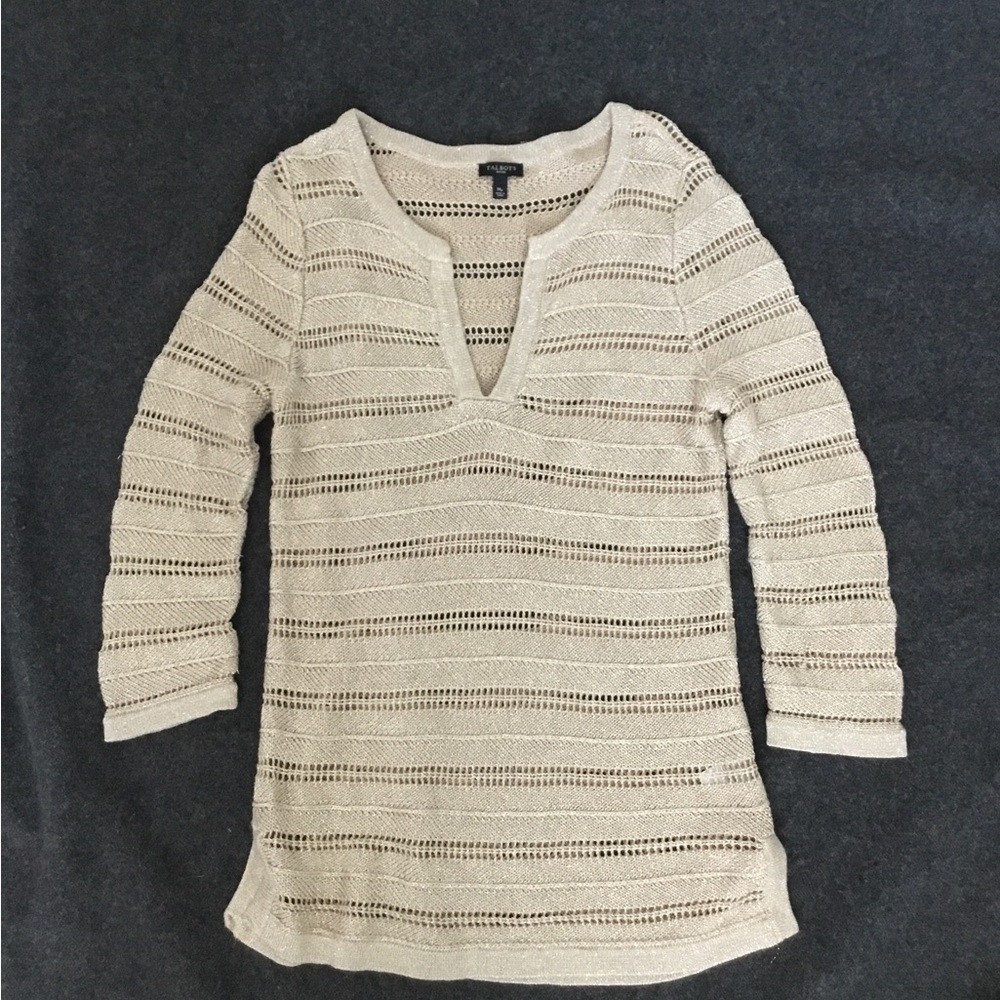 Talbots Gold Metallic Tunic Sweater, Size MP